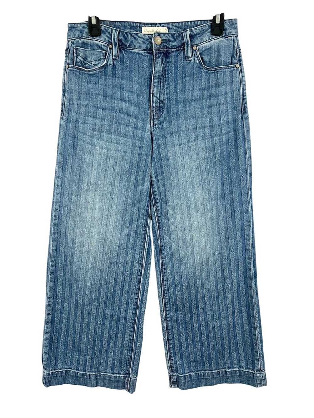 Anthropologie Unpublished High Rise Pinstriped Wide Leg Crop Jeans